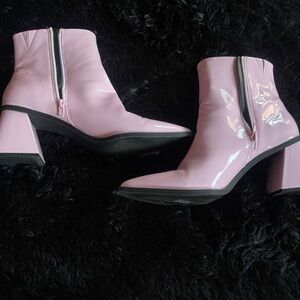 Elegant Pink Heeled Boots,tiny markings as shown in pictures.